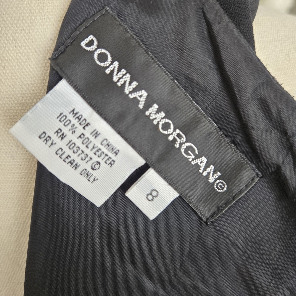 Donna Morgan Black Midi Dress with Beaded Lace Detail - Picture 4 of 6